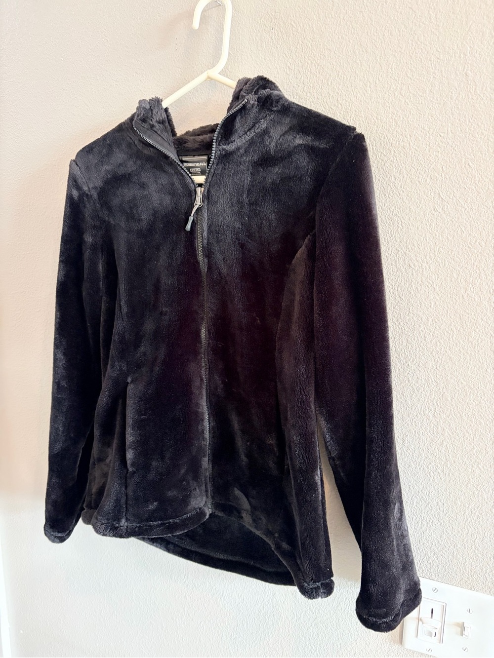 32 Degrees Black Plush Zip Teddy Jacket XS